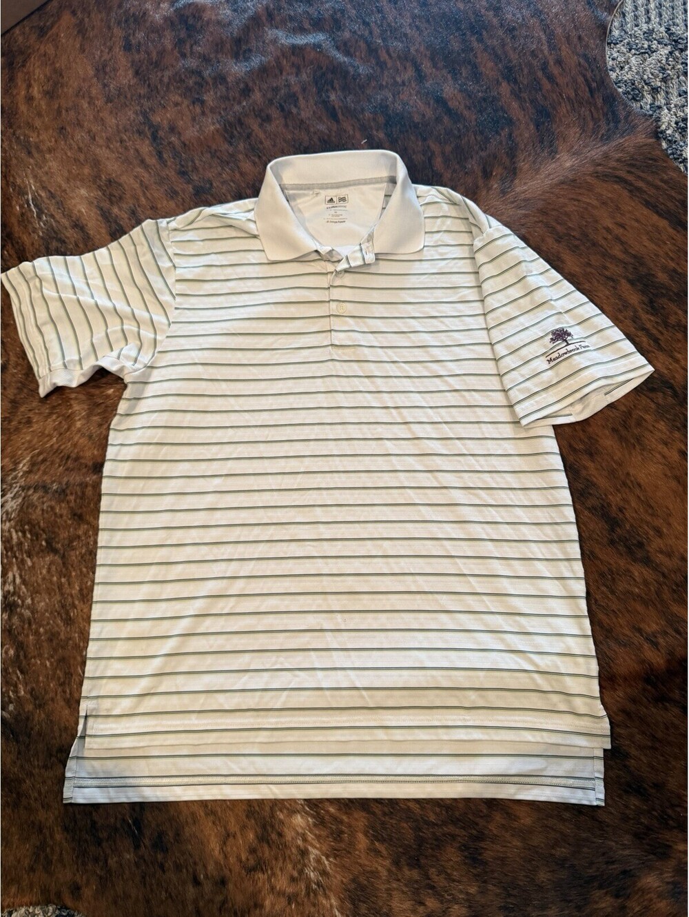 Adidas Climacool Mens Golf Polo Shirt Striped Katy, Tx Meadowbrook Farms Sz M